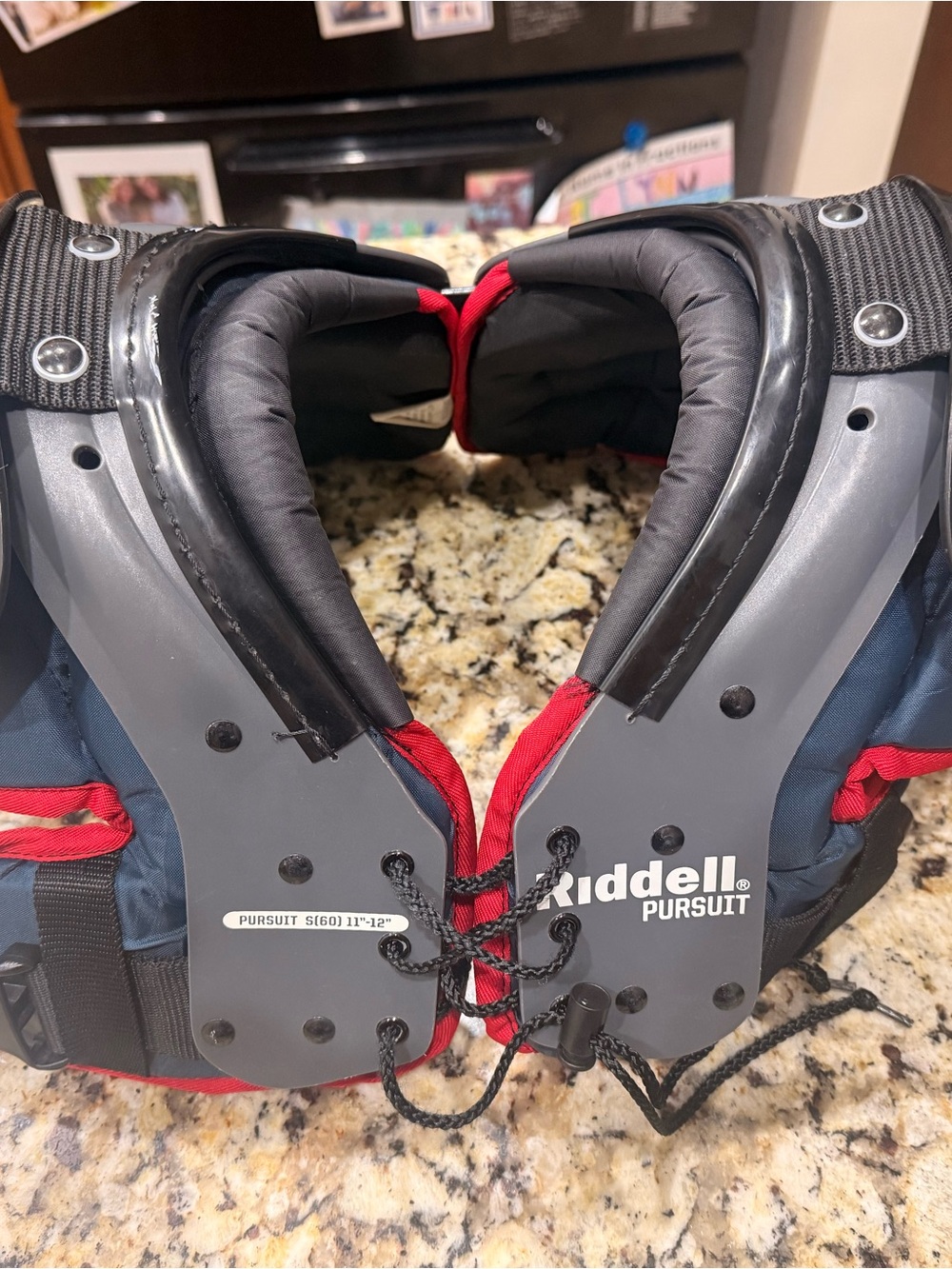 Riddell Pursuit Youth Football Shoulder Pads - Black & Red